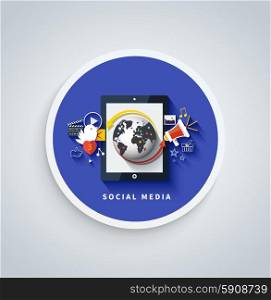 Social media. Cloud of application icons. Set for web and mobile applications of social media. Can be used for web banners, marketing and promotional materials, presentation templates