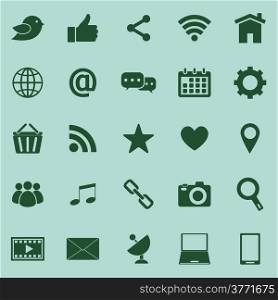 Social media color icons on green background, stock vector