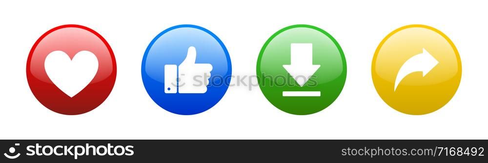 Social media colored button collection. Isolated vector illustration. Networking circle buttons. Web buttons collection. EPS 10