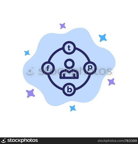 Social Media, Communication, Distractions, Media, Procrastination Blue Icon on Abstract Cloud Background