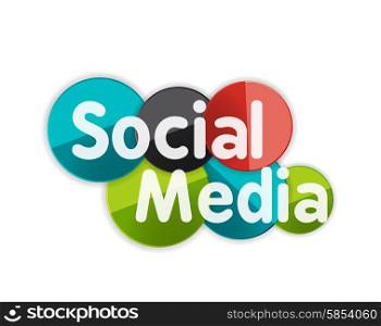 Social media concept banner, glossy circles with words, letters