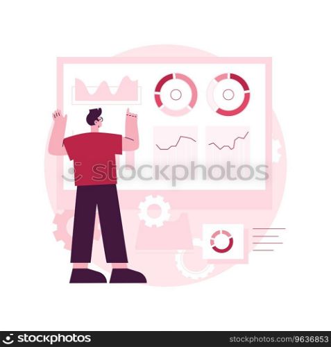 Social media dashboard abstract concept vector illustration. Marketing interface, social media metrics, schedule posting, online digital campaign, image-based content calendar abstract metaphor.. Social media dashboard abstract concept vector illustration.