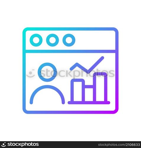 Social media data mining gradient linear vector icon. Analyzing users activity in internet. Personal information. Thin line color symbol. Modern style pictogram. Vector isolated outline drawing. Social media data mining gradient linear vector icon