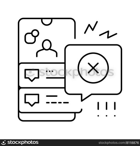 social media discrimination line icon vector. social media discrimination sign. isolated contour symbol black illustration. social media discrimination line icon vector illustration