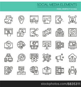Social media Elements , Thin Line and Pixel Perfect Icons
