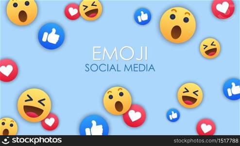 Social media emoji icon background, vector illustration