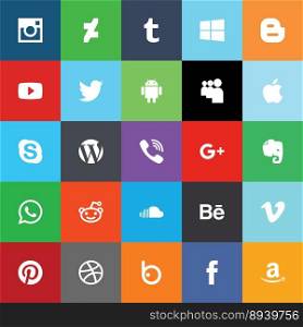 Social media flat icons vector image