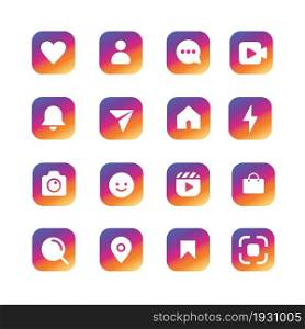 social media icon set gradient color
