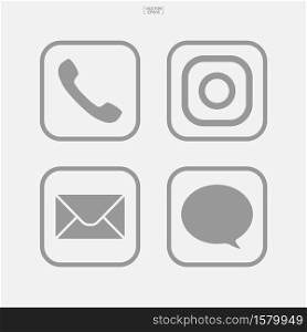 Social media icon set. Icon of phone, email, chat and cloud. Vector illustration sign and symbol.