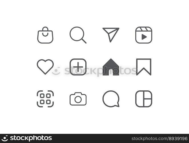 Social media icon set, isolated on white background