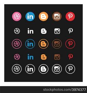 Social media icon set on black background vector