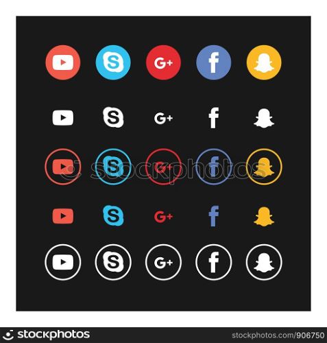 Social media icon set on black background vector