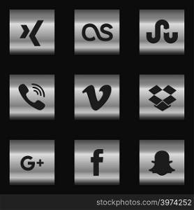 Social media icon set with dark background vector