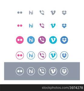 Social media icon set with light background vector