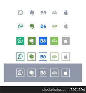 Social media icon set with light background vector