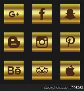 Social media icon set with metallic style vector