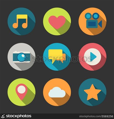 Social media icons set for blogging networking and content isolated vector illustration