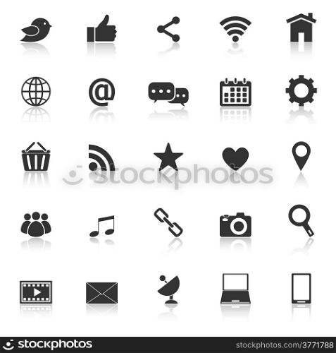 Social media icons with reflect on white background, stock vector