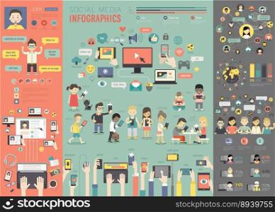 Social media infographic set with charts and other vector image