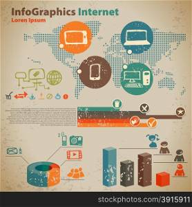 Social media infographics set with communication icons