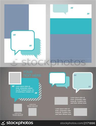 Social media marketing blank brochure design elements set. Promotional message. Printable poster with customized copyspace. Kit with shapes and frames for leaflet decoration. Arial Regular font used. Social media marketing blank brochure design elements set