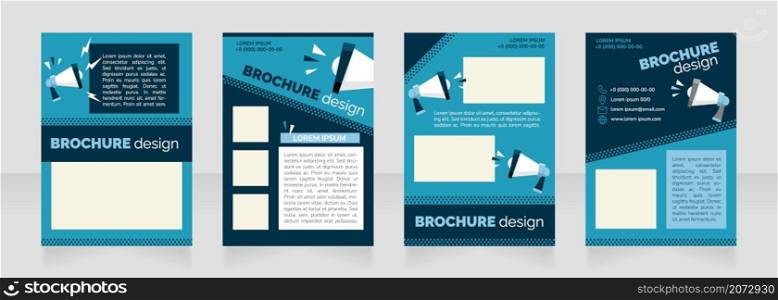 Social media marketing blue blank brochure layout design. Promo service. Vertical poster template set with empty copy space for text. Premade corporate reports collection. Editable flyer paper pages. Social media marketing blue blank brochure layout design
