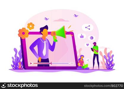 Social media marketing, digital promo campaign. SMM strategy. Like comment share giveaway, social networks promotion, like farming concept. Vector isolated concept creative illustration. Social network promotion concept vector illustration