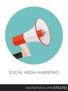 Social Media Marketing Icon. Hand with Megaphone Vector Illustration EPS10. Social Media Marketing Icon. Hand with Megaphone Vector Illustr