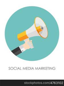 Social Media Marketing Icon. Hand with Megaphone Vector Illustration EPS10. Social Media Marketing Icon. Hand with Megaphone Vector Illustr