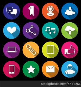 Social media network application icons flat round buttons set isolated vector illustration