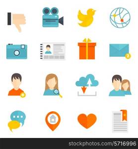 Social media network icons set flat isolated vector illustration