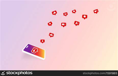 Social media notification icon. Follow, like, new comments symbol. Social networking. Vector on isolated background. EPS 10.. Social media notification icon. Follow, like, new comments symbol. Social networking. Vector on isolated background. EPS 10