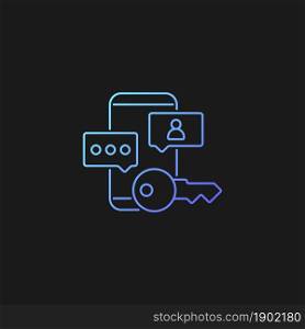 Social media password gradient vector icon for dark theme. Confidential data. Account protection. Password management. Thin line color symbol. Modern style pictogram. Vector isolated outline drawing. Social media password gradient vector icon for dark theme