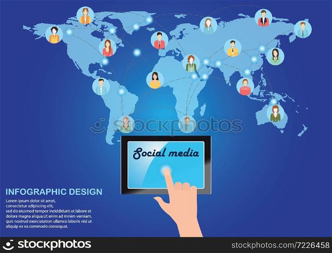 Social media people communication on the world, Social Networking People Conceptual, vector illustration.