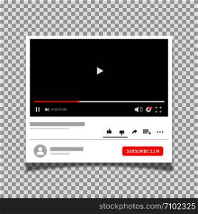 Social media player multimedia black window on transpatent background with shadow. EPS 10. Social media player multimedia black window on transpatent background with shadow.