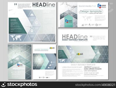 Social media posts set. Abstract design templates, vector layouts in popular formats. Genetic and chemical compounds. Atom, DNA and neurons. Medicine, chemistry, science concept. Geometric background.. Social media posts set. Business templates. Easy editable abstract flat design template, vector layouts in popular formats. Genetic and chemical compounds. Atom, DNA and neurons. Medicine, chemistry, science or technology concept. Geometric background.