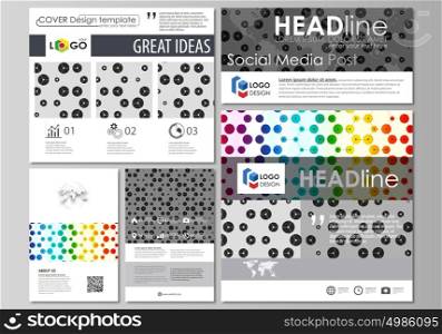 Social media posts set. Business abstract templates, vector layouts in popular formats. Chemistry pattern, hexagonal design molecule structure, medical DNA research. Geometric colorful background.. Social media posts set. Business templates. Easy editable abstract flat design template, vector layouts in popular formats. Chemistry pattern, hexagonal design molecule structure, scientific, medical DNA research. Geometric colorful background.