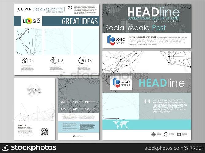 Social media posts set. Business templates. Abstract design template, vector layout in popular formats. Chemistry pattern, connecting lines and dots, molecule structure on white, geometric background. Social media posts set. Business templates. Abstract design template, vector layouts in popular formats. Chemistry pattern, connecting lines and dots, molecule structure on white, geometric background