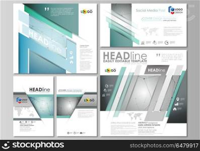 Social media posts set. Business templates. Abstract design template, vector layout in popular formats. Geometric background, connected line and dots. Molecular structure. Scientific, medical, concept. Social media posts set. Business templates. Easy editable abstract flat design template, vector layouts in popular formats. Geometric background, connected line and dots. Molecular structure. Scientific, medical, technology concept.