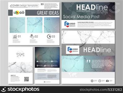 Social media posts set. Business templates. Abstract design template, vector layouts in popular formats. Compounds lines and dots. Big data visualization in minimal style. Graphic background.. Social media posts set. Business templates. Easy editable abstract flat design template, vector layouts in popular formats. Compounds lines and dots. Big data visualization in minimal style. Graphic communication background.