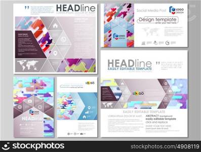 Social media posts set. Business templates. Abstract design vector layouts in popular formats. Bright color lines and dots, colorful minimalist backdrop with geometric shapes, minimalistic background.. Social media posts set. Business templates. Easy editable abstract flat design template, vector layouts in popular formats. Bright color lines and dots, colorful minimalist backdrop with geometric shapes forming beautiful minimalistic background.