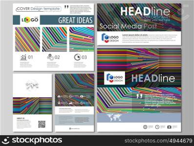 Social media posts set. Business templates. Abstract flat design template, vector layouts in popular formats. Bright color lines, colorful style with geometric shapes, beautiful minimalist background.. Social media posts set. Business templates. Easy editable abstract flat design template, vector layouts in popular formats. Bright color lines, colorful style with geometric shapes forming beautiful minimalist background.