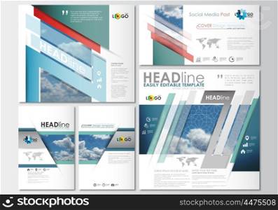 Social media posts set. Business templates. Cover design template, easy editable, abstract flat layouts in popular formats, vector illustration.