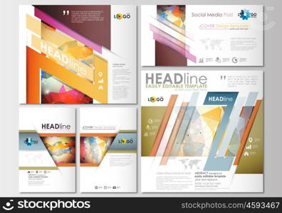 Social media posts set. Business templates. Cover design template, easy editable, abstract flat layouts in popular formats. Abstract colorful triangle design vector background with polygonal molecules.
