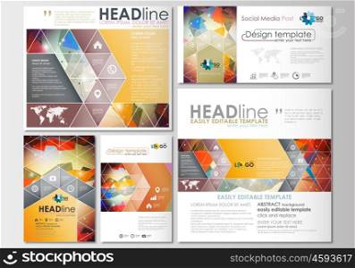 Social media posts set. Business templates. Cover design template, easy editable, abstract flat layouts in popular formats. Abstract colorful triangle design vector background with polygonal molecules.