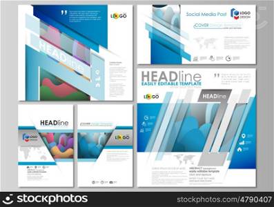 Social media posts set. Business templates. Easy editable abstract flat design template, layouts in popular formats, vector illustration. Bright color pattern, colorful design with overlapping shapes forming abstract beautiful background.
