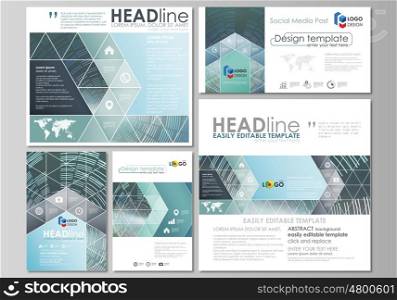 Social media posts set. Business templates. Easy editable abstract flat design template, vector layouts in popular formats. Technology background in geometric style made from circles
