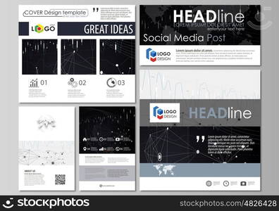 Social media posts set. Business templates. Easy editable abstract flat design template, vector layouts in popular formats. Abstract infographic background in minimalist style made from lines, symbols, charts, diagrams and other elements.