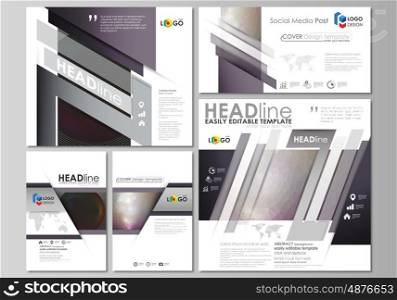 Social media posts set. Business templates. Easy editable abstract flat design template, vector layouts in popular formats. Dark color triangles and colorful circles. Abstract polygonal style modern background.