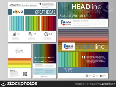 Social media posts set. Business templates. Easy editable abstract flat design template, layouts in popular formats, vector illustration. Bright color rectangles, colorful design with overlapping geometric rectangular shapes forming abstract beautiful background.